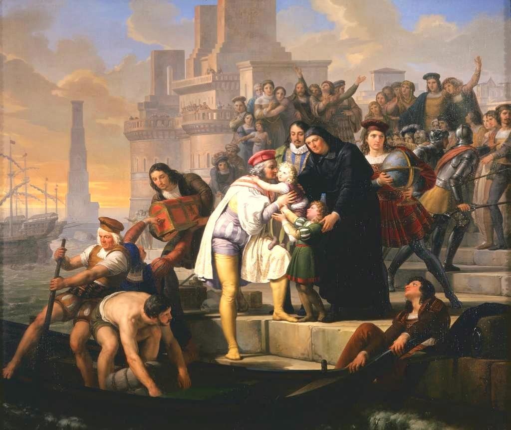 Pelagio-Pelagi-1024x861 Pelagio Palagi. "Cristoforo Colombo in partenza dal porto di Palos raccomanda i figli a padre Giovanni Perez" Pelagio-Pelagi-1024x861