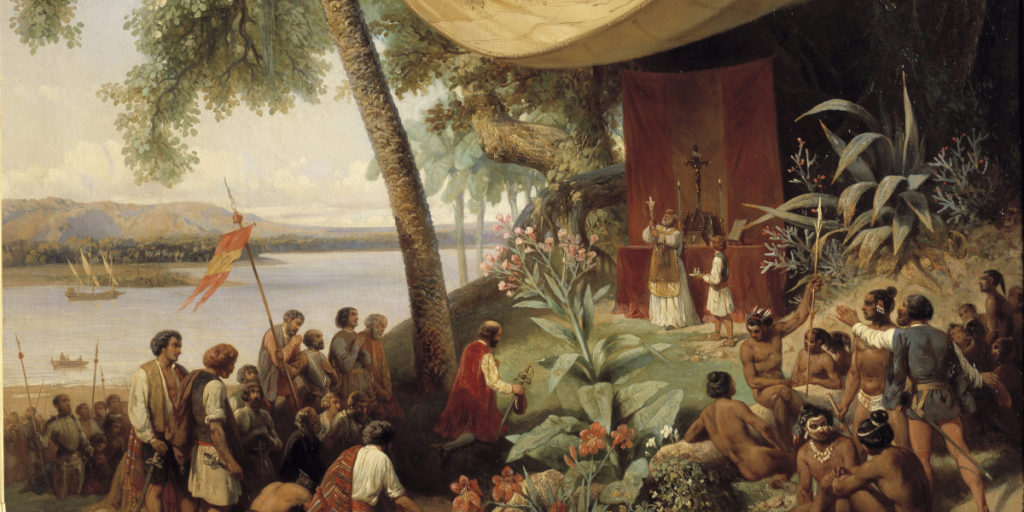 COLOMBO-ARTE-Pharamond-Blanchard-Musée-des-Beaux-Arts-Digione.-1024x512 Pharamond Blanchard. "La première messe en Amerique". 1850. COLOMBO-ARTE-Pharamond-Blanchard-Musée-des-Beaux-Arts-Digione.-1024x512