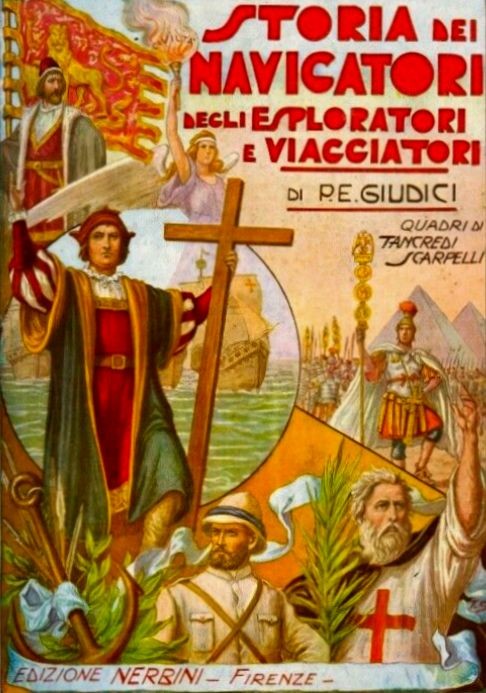 Storia-dei-navigatori Tancredi Scarpelli. "Colombo sulla via del ritorno dal primo viaggio getta un barile in mare". 1936 Storia-dei-navigatori
