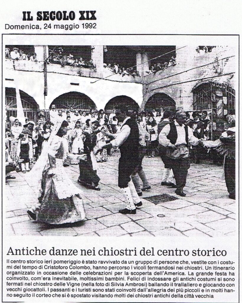 Secolo-XIX-24-maggio-1992-Antiche-danze-nei-chiostri-820x1024 "I Chiostri del tempo di Colombo", Sabato 23 maggio 1992. Secolo-XIX-24-maggio-1992-Antiche-danze-nei-chiostri-820x1024