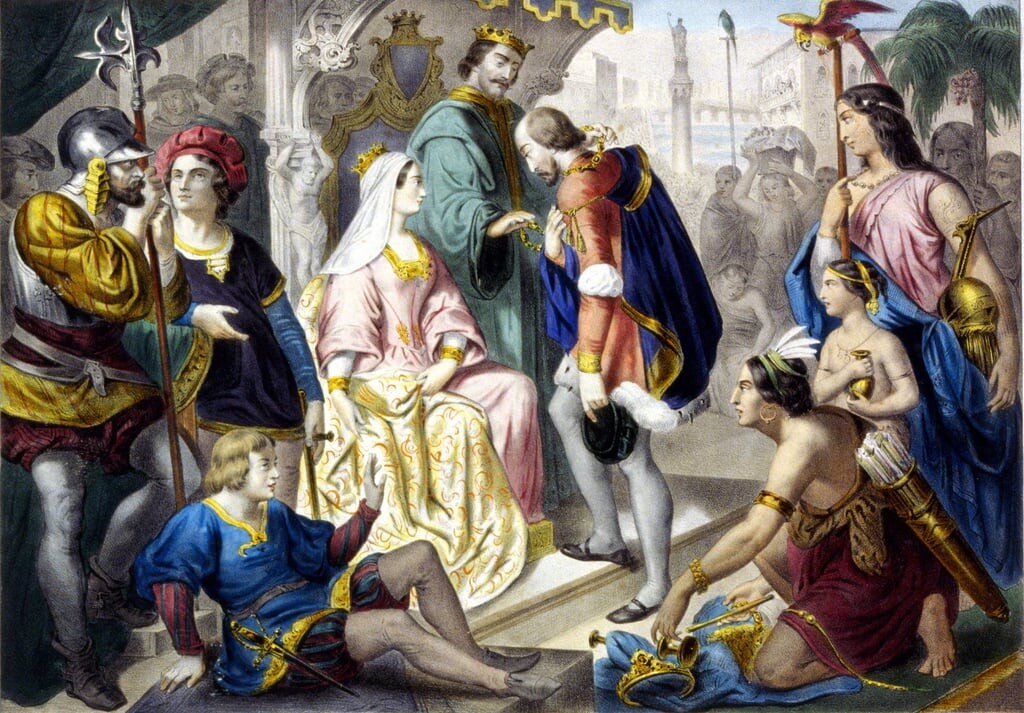 Unknown_Artist_-_Christopher_Columbus_before_Catholic_King_Ferdinand_II_of_Aragon_and_Queen_Isabe_-_MeisterDrucke-913605-1 